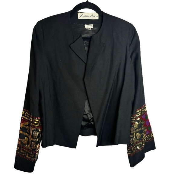 Vintage Lillie Rubin 100% Woolen Aztec Sequin Open Front Blazer Size 8 - Picture 2 of 13